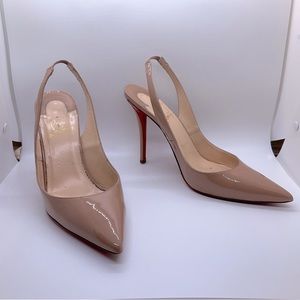Christian Louboutin Apostrophy Sling 100 Nude Pat
